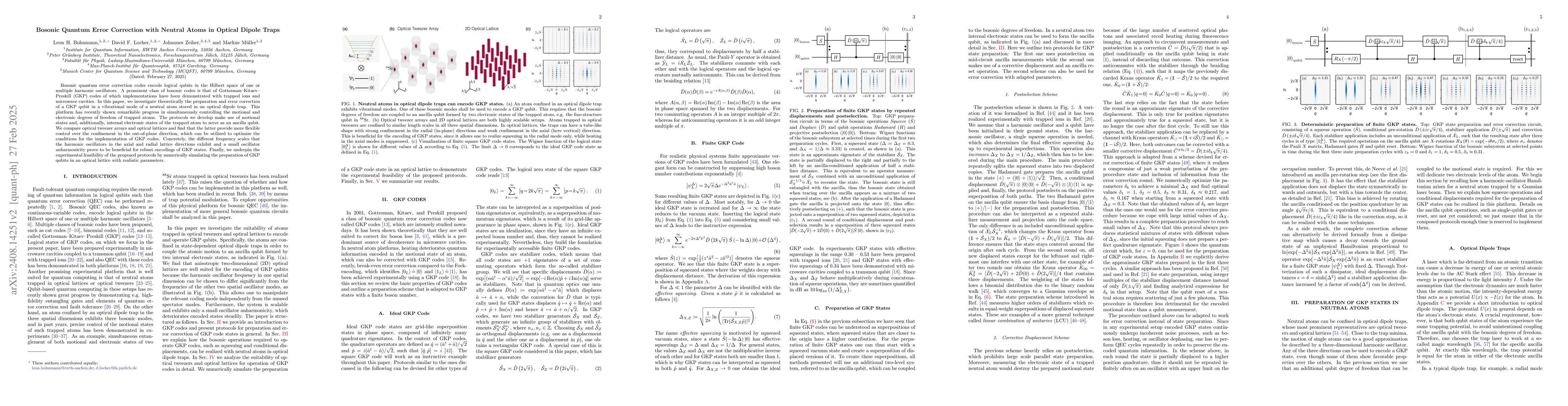 Thumbnail for Bosonic Quantum Error Correction with Neutral Atoms in Optical Dipole
  Traps