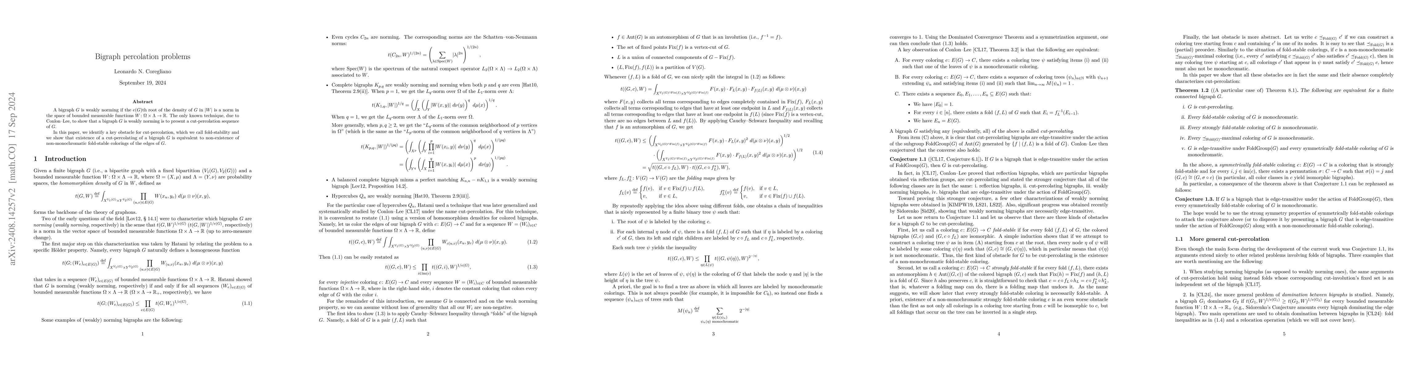 Thumbnail for Bigraph percolation problems