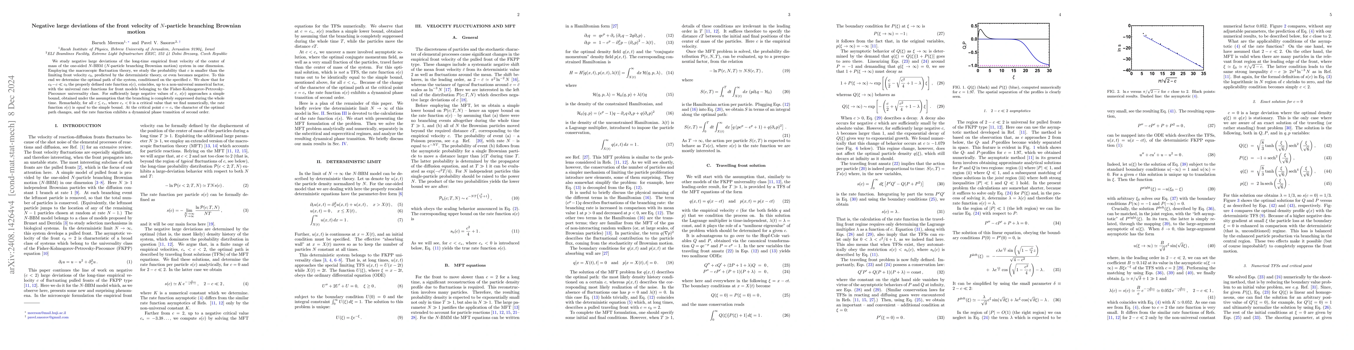 Thumbnail for Negative large deviations of the front velocity of $N$-particle
  branching Brownian motion