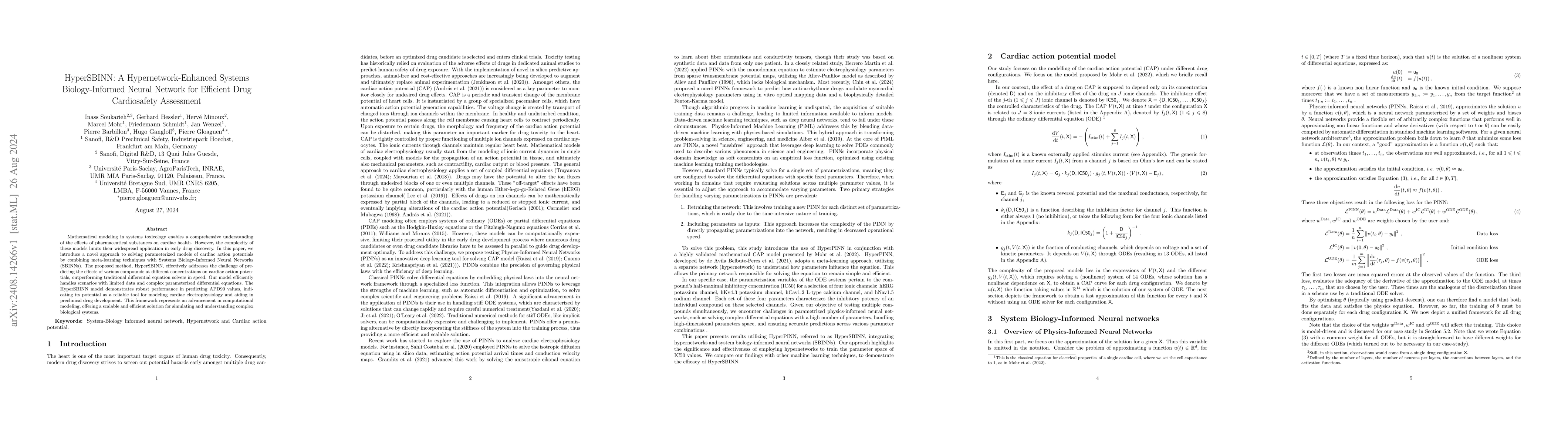 Thumbnail for HyperSBINN: A Hypernetwork-Enhanced Systems Biology-Informed Neural
  Network for Efficient Drug Cardiosafety Assessment