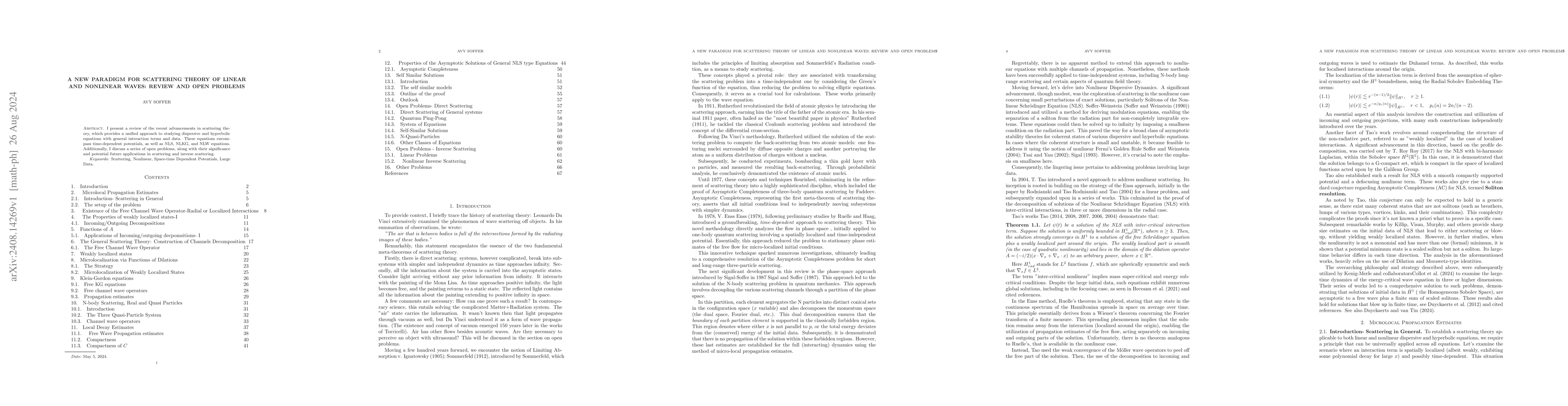 Thumbnail for A New Paradigm For Scattering Theory of Linear And Nonlinear Waves:
  Review And Open Problem