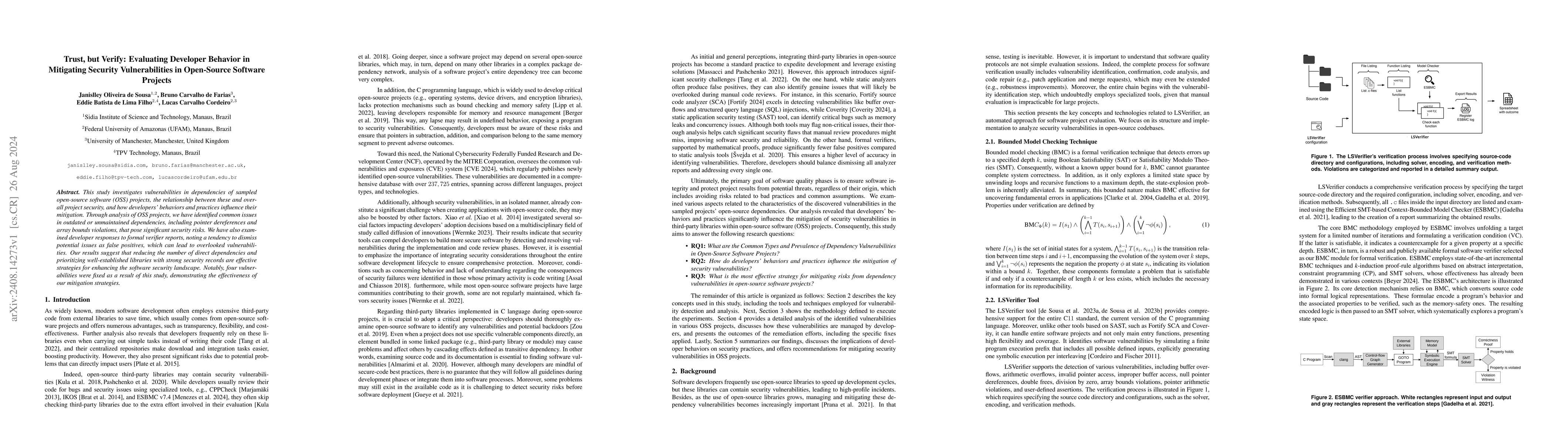 Thumbnail for Trust, but Verify: Evaluating Developer Behavior in Mitigating Security
  Vulnerabilities in Open-Source Software Projects