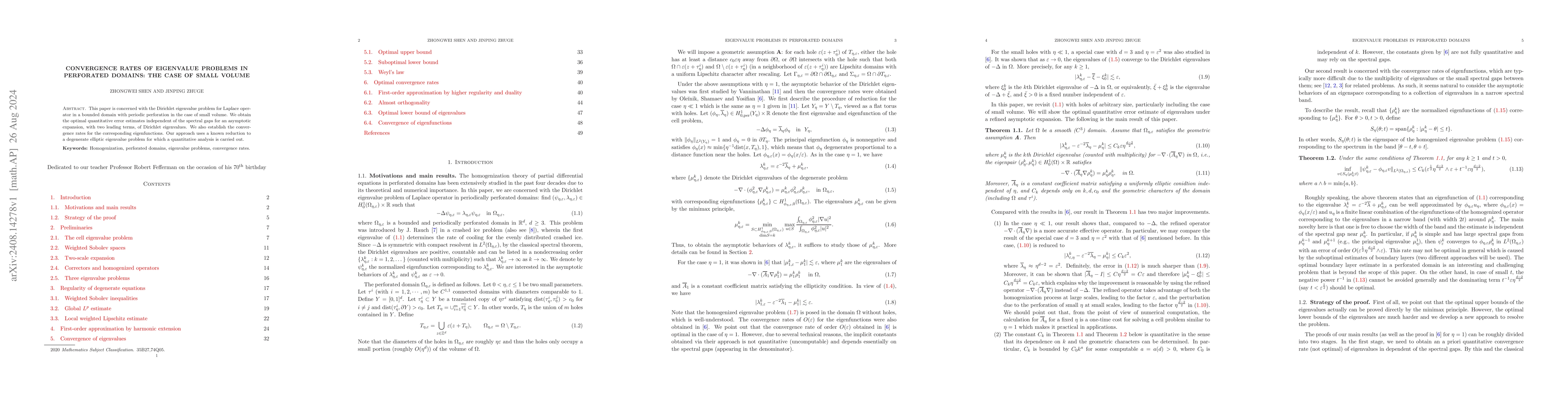 Thumbnail for Convergence rates of eigenvalue problems in perforated domains: the case
  of small volume