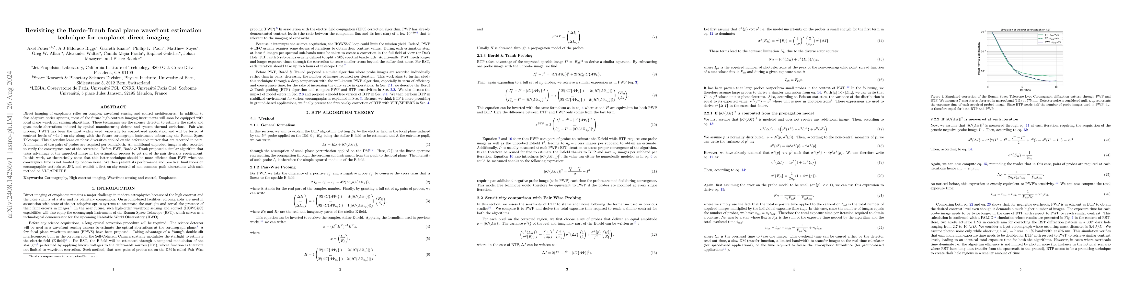 Thumbnail for Revisiting the Borde-Traub focal plane wavefront estimation technique
  for exoplanet direct imaging
