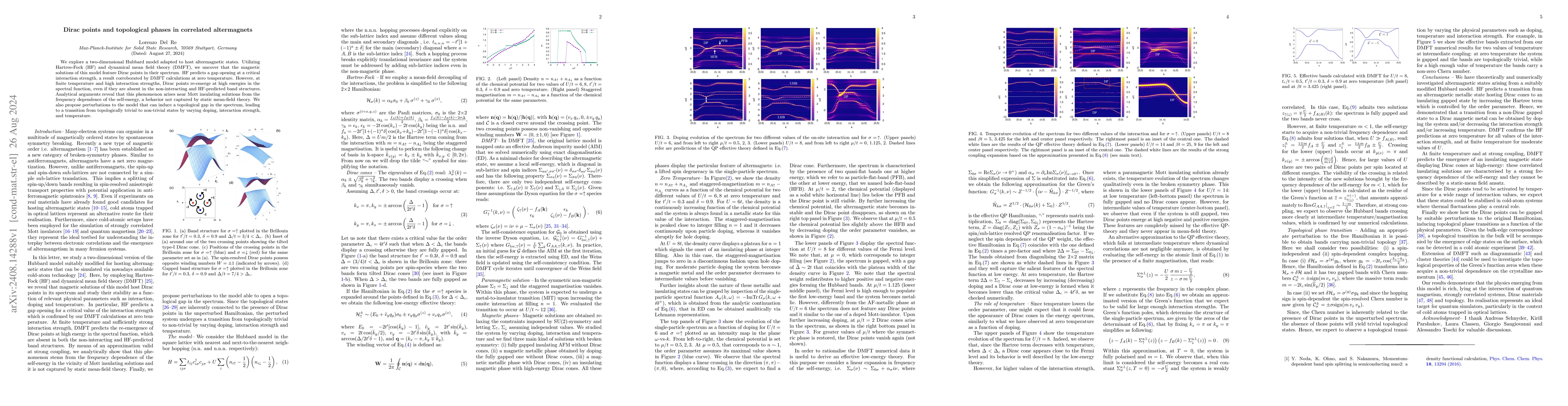 Thumbnail for Dirac points and topological phases in correlated altermagnets