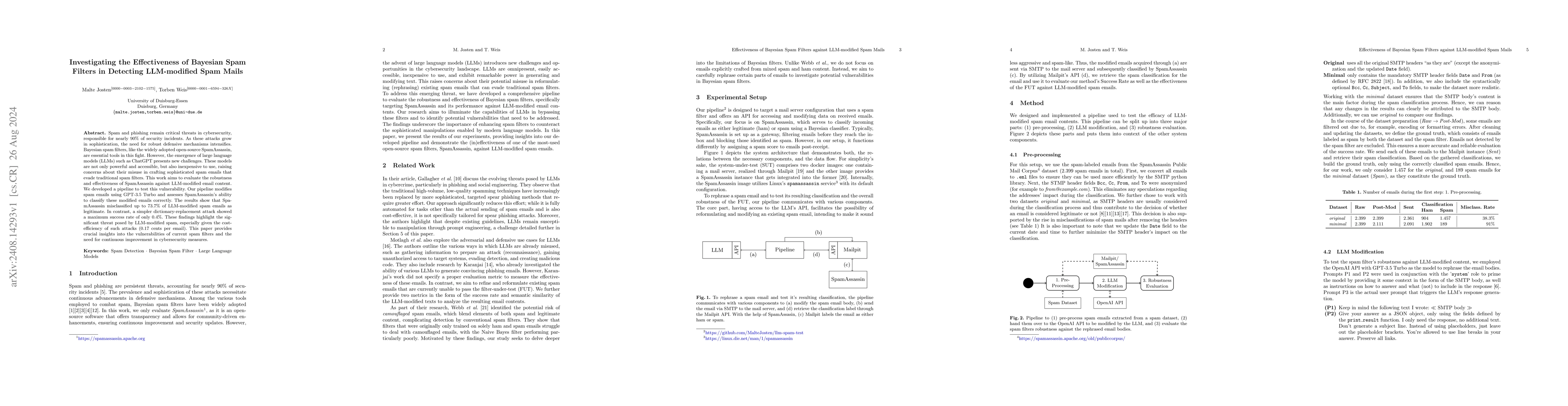 Thumbnail for Investigating the Effectiveness of Bayesian Spam Filters in Detecting
  LLM-modified Spam Mails