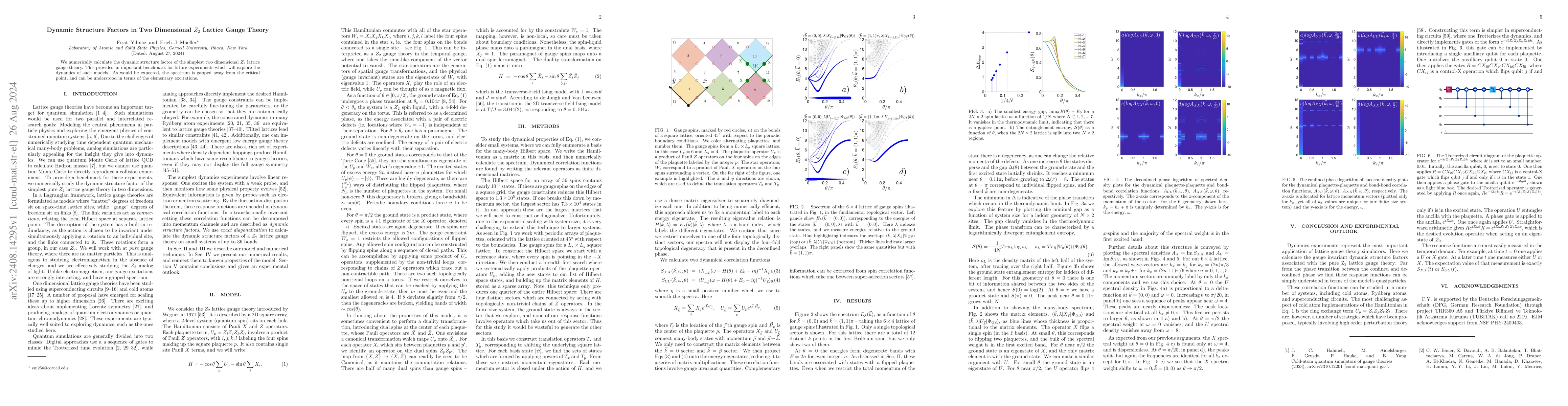 Thumbnail for Dynamic Structure Factors in Two Dimensional $Z_2$ Lattice Gauge Theory