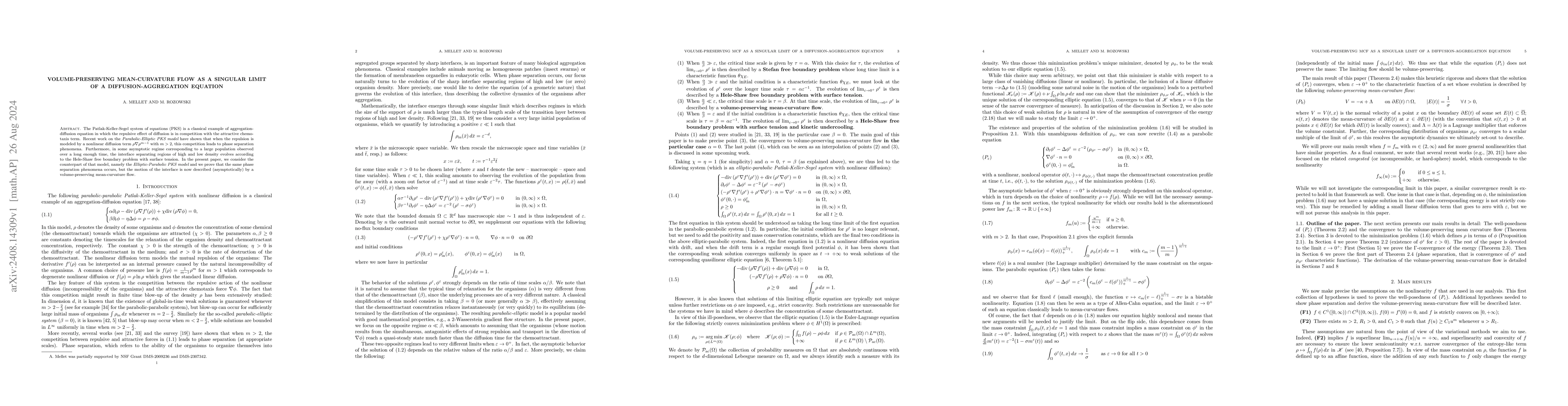 Thumbnail for Volume-preserving mean-curvature flow as a singular limit of a
  diffusion-aggregation equation