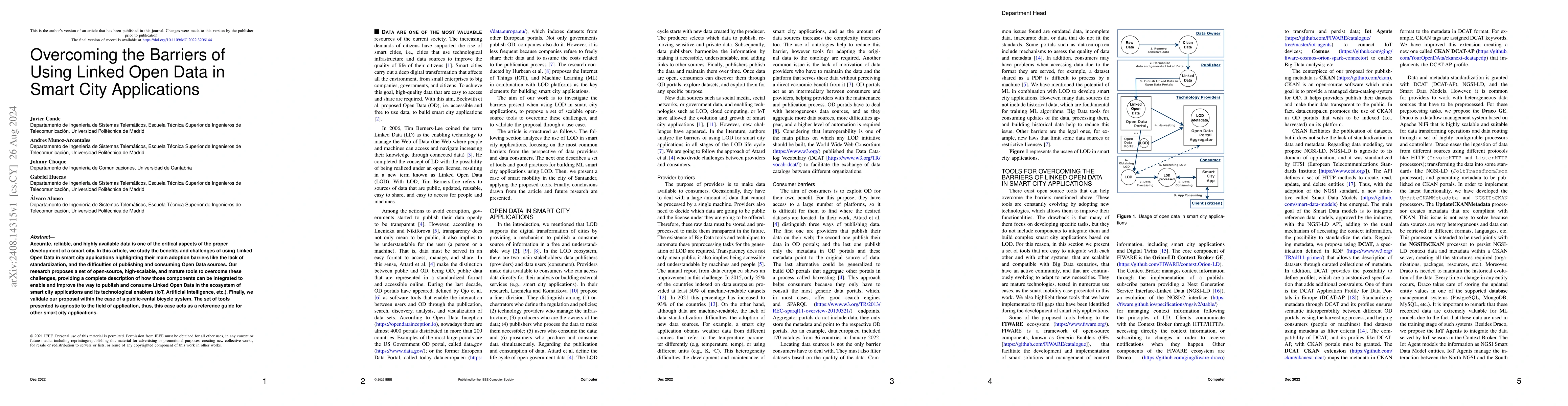 Thumbnail for Overcoming the Barriers of Using Linked Open Data in Smart City
  Applications