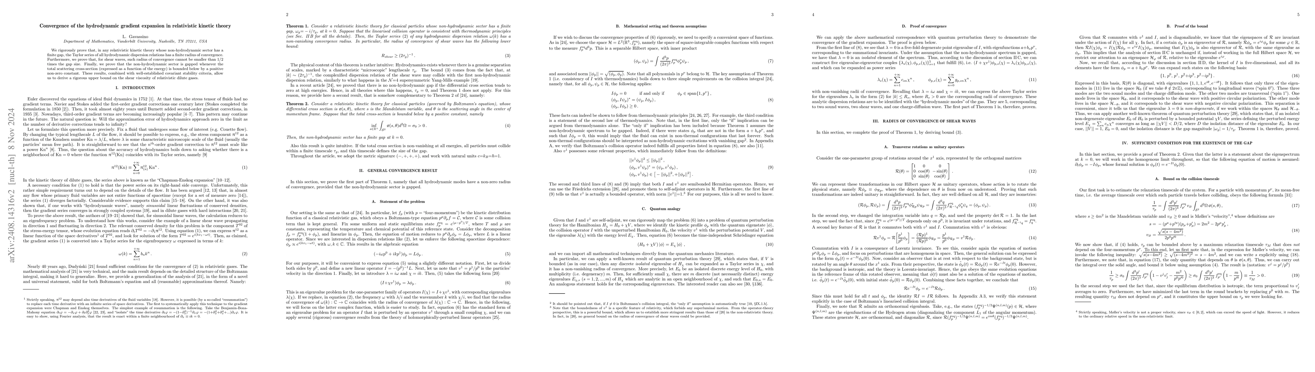 Thumbnail for Convergence of the hydrodynamic gradient expansion in relativistic
  kinetic theory