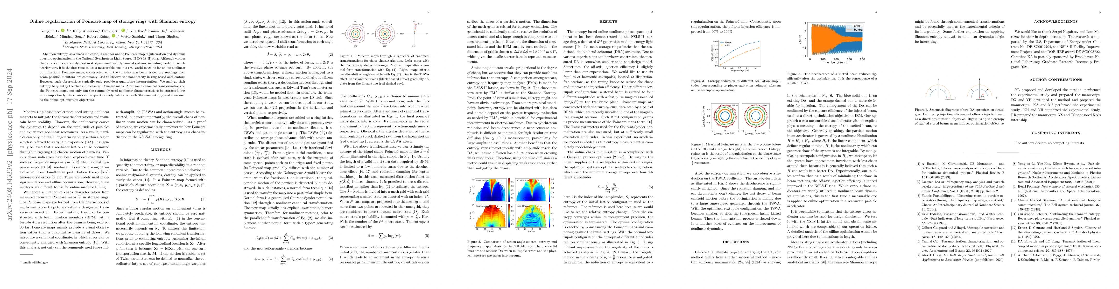 Thumbnail for Online regularization of Poincaré map of storage rings with Shannon
  entropy