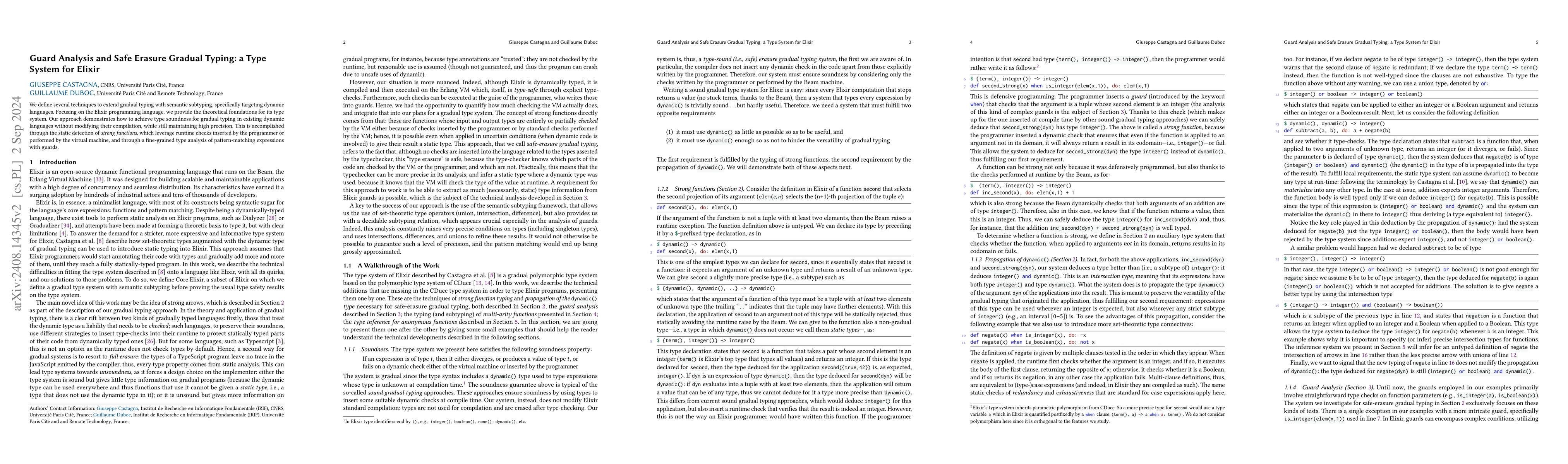 Thumbnail for Guard Analysis and Safe Erasure Gradual Typing: a Type System for Elixir