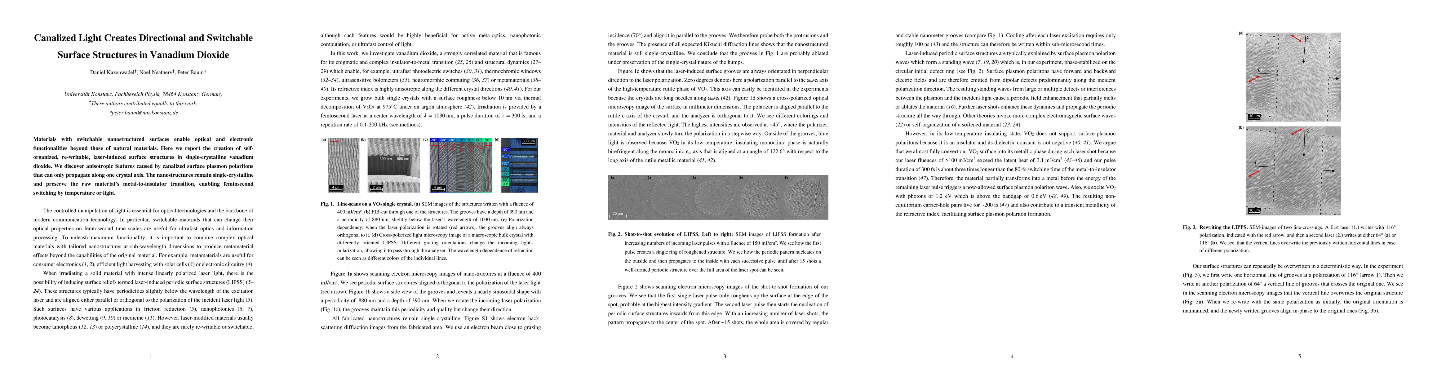 Thumbnail for Canalized Light Creates Directional and Switchable Surface Structures in
  Vanadium Dioxide