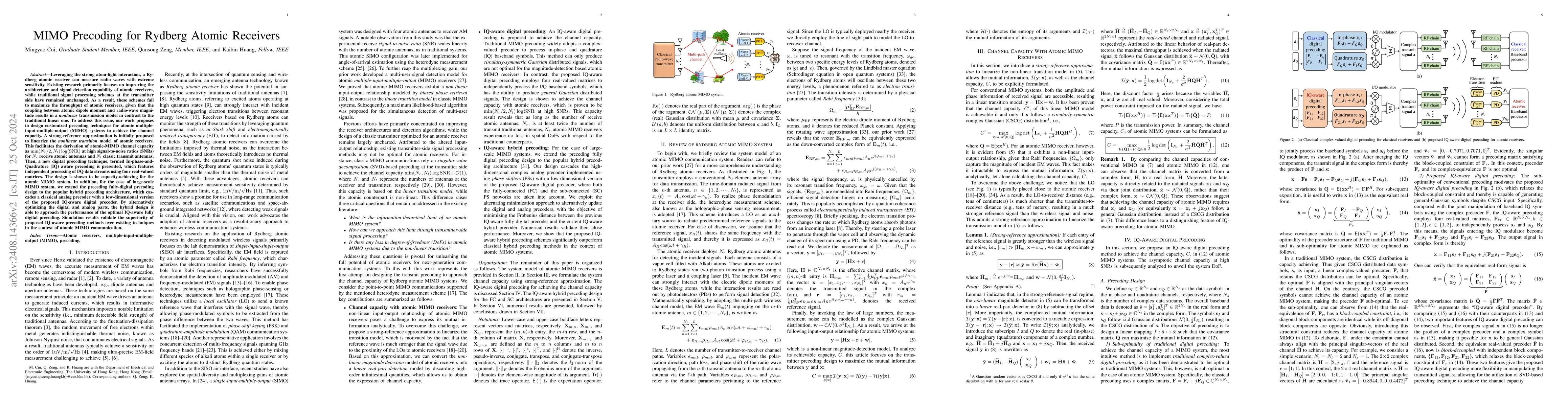 Thumbnail for MIMO Precoding for Rydberg Atomic Receivers