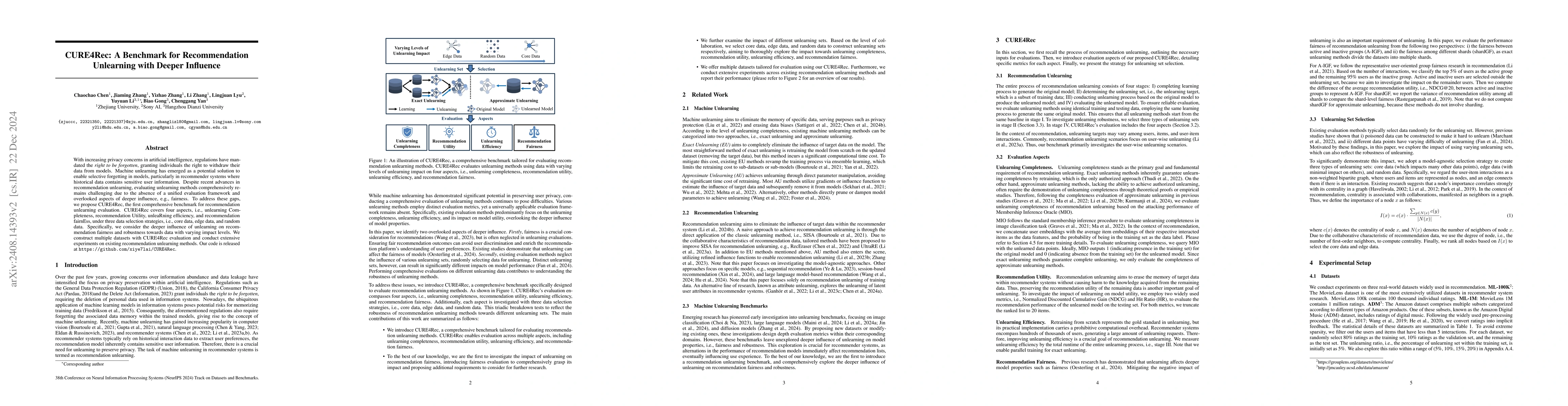 Thumbnail for CURE4Rec: A Benchmark for Recommendation Unlearning with Deeper
  Influence