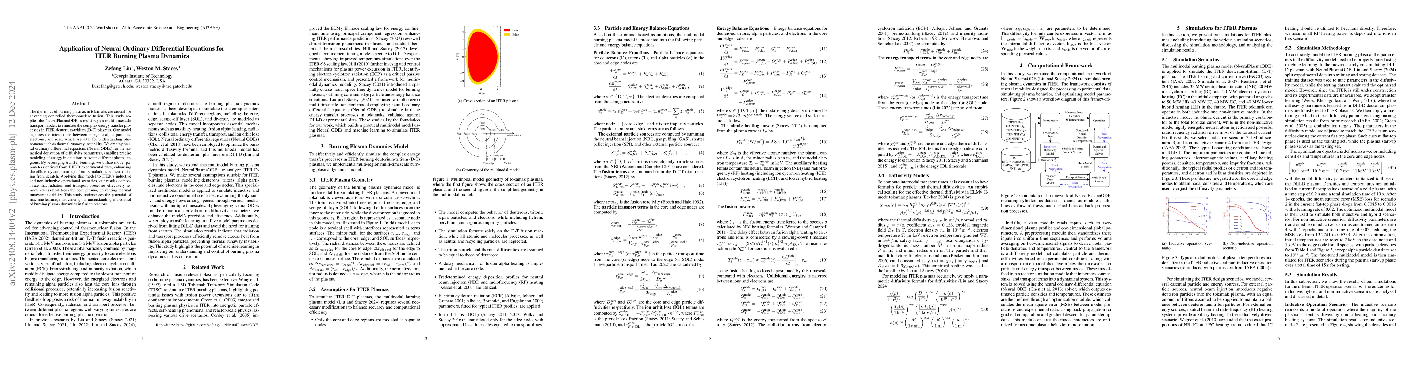 Thumbnail for Application of Neural Ordinary Differential Equations for ITER Burning
  Plasma Dynamics