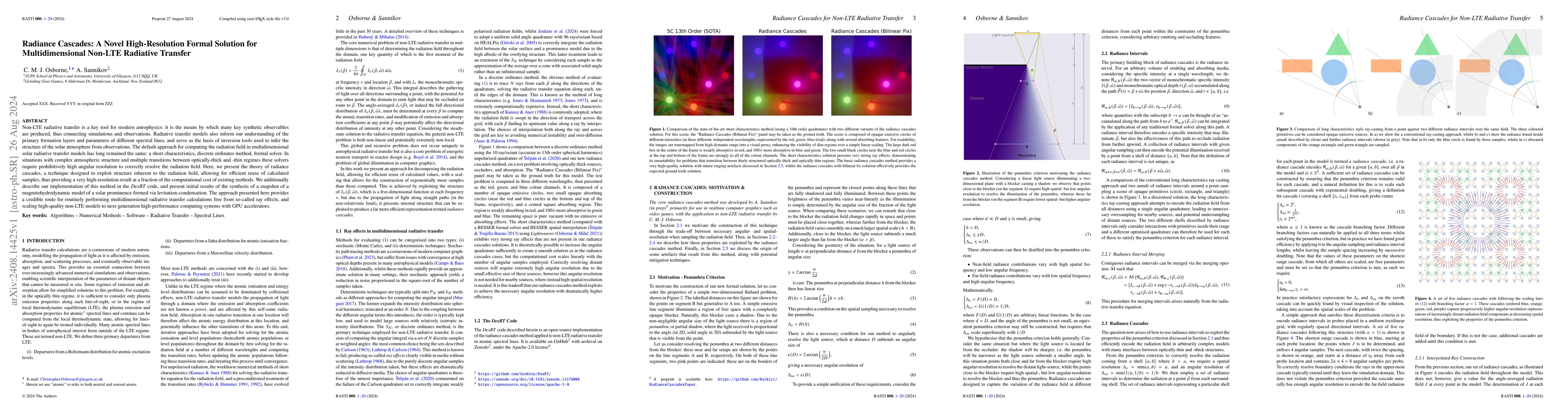 Thumbnail for Radiance Cascades: A Novel High-Resolution Formal Solution for
  Multidimensional Non-LTE Radiative Transfer