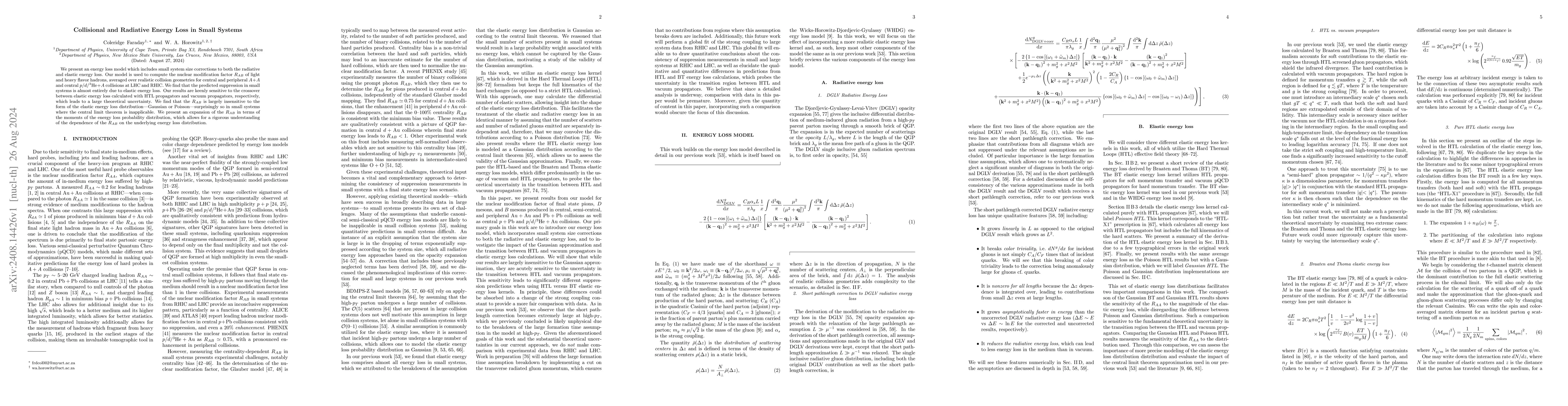 Thumbnail for Collisional and Radiative Energy Loss in Small Systems