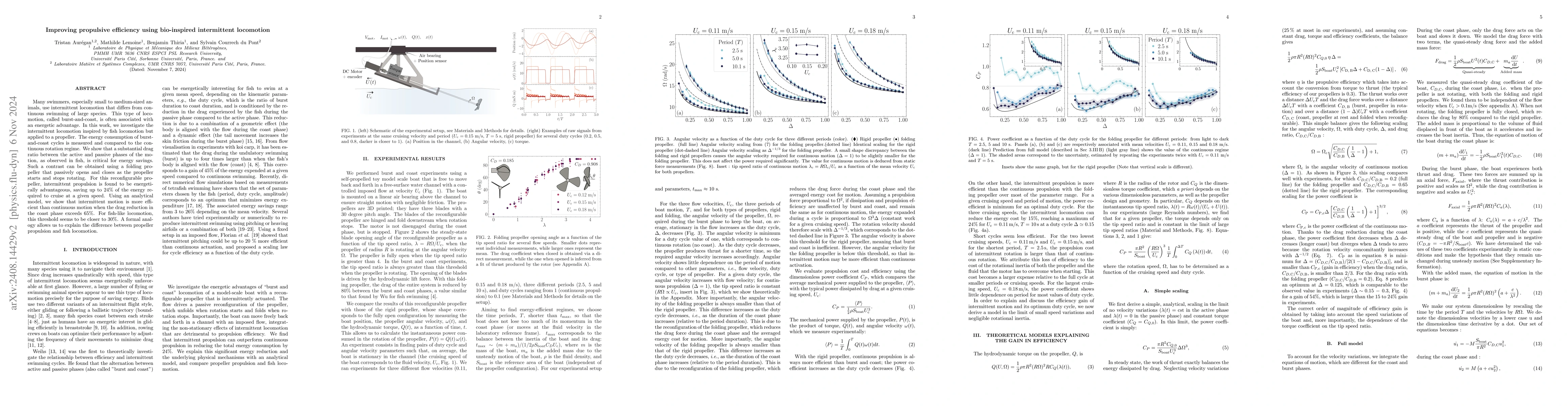Thumbnail for Improving propulsive efficiency using bio-inspired intermittent
  locomotion