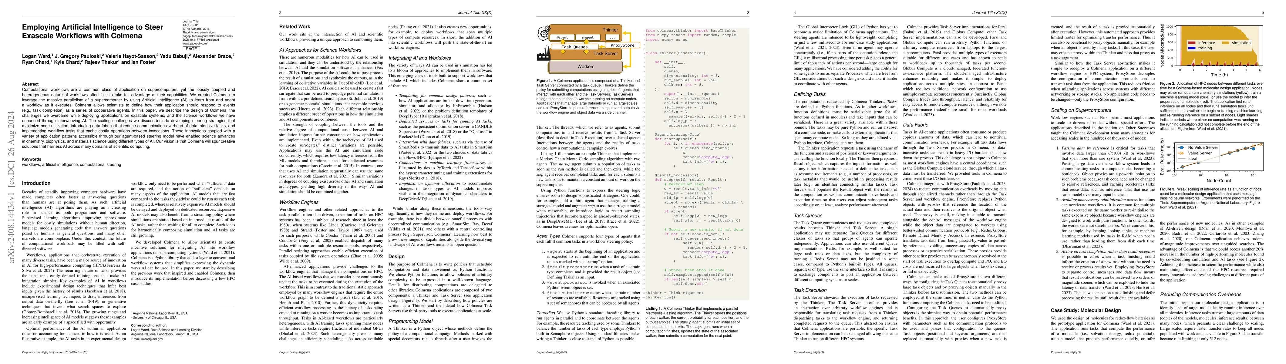 Thumbnail for Employing Artificial Intelligence to Steer Exascale Workflows with
  Colmena