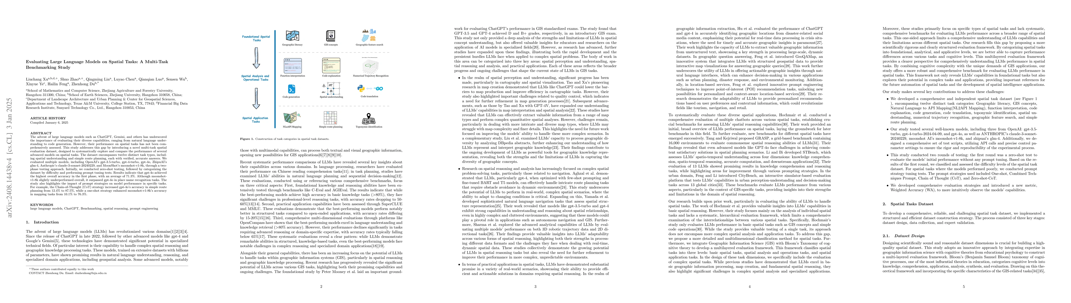 Thumbnail for Evaluating Large Language Models on Spatial Tasks: A Multi-Task
  Benchmarking Study