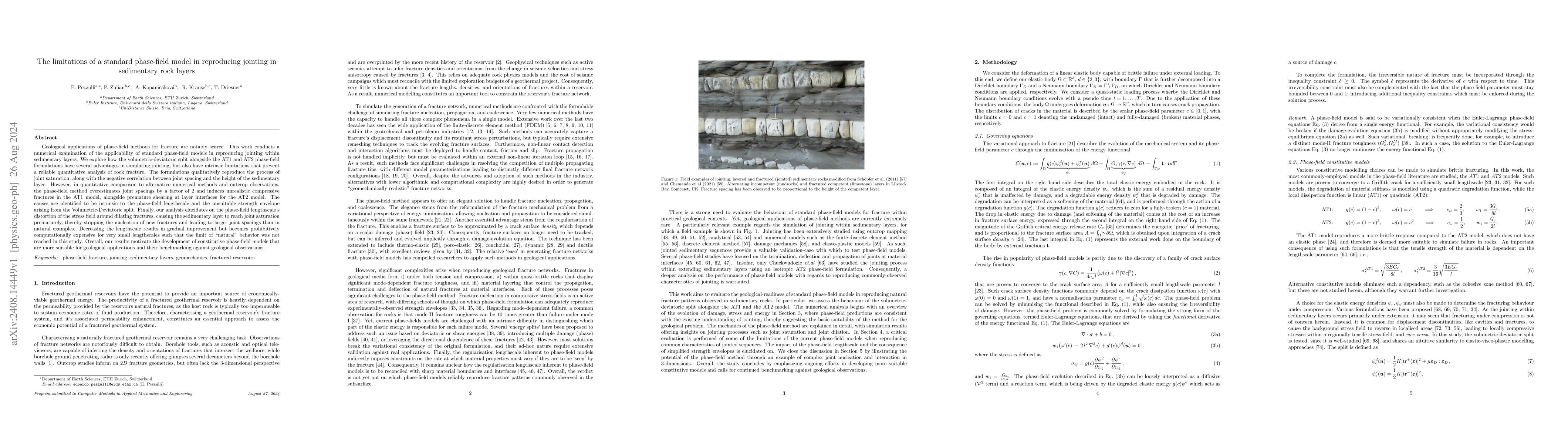Thumbnail for The limitations of a standard phase-field model in reproducing jointing
  in sedimentary rock layers
