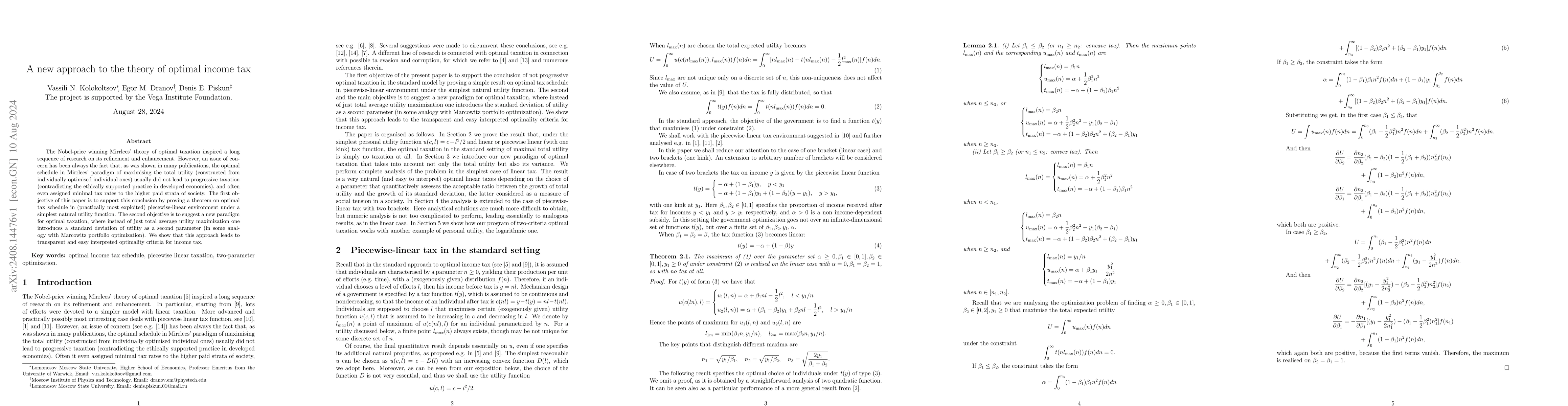 Thumbnail for A new approach to the theory of optimal income tax