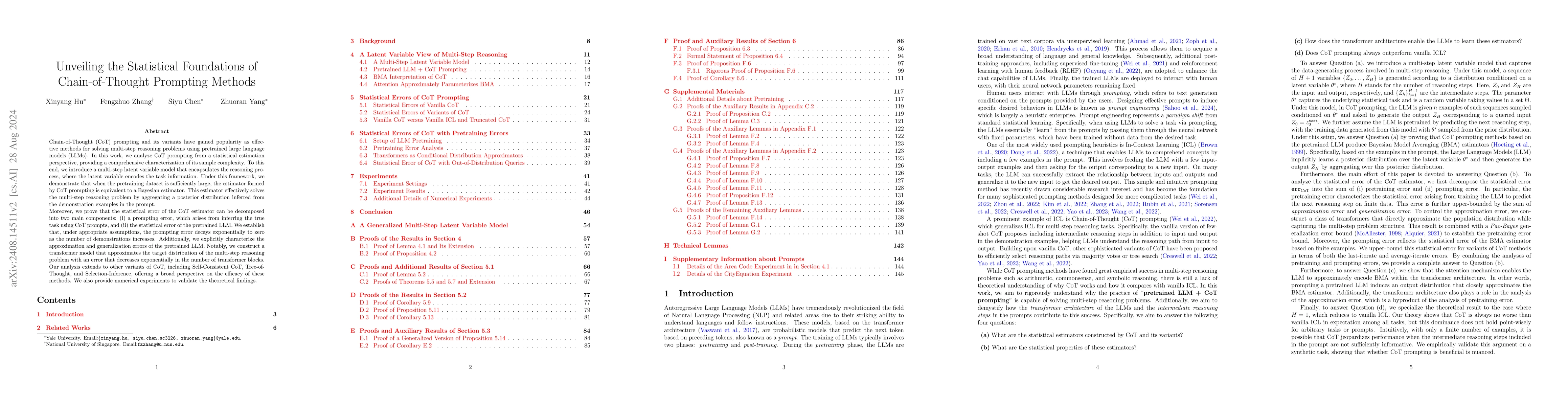 Thumbnail for Unveiling the Statistical Foundations of Chain-of-Thought Prompting
  Methods