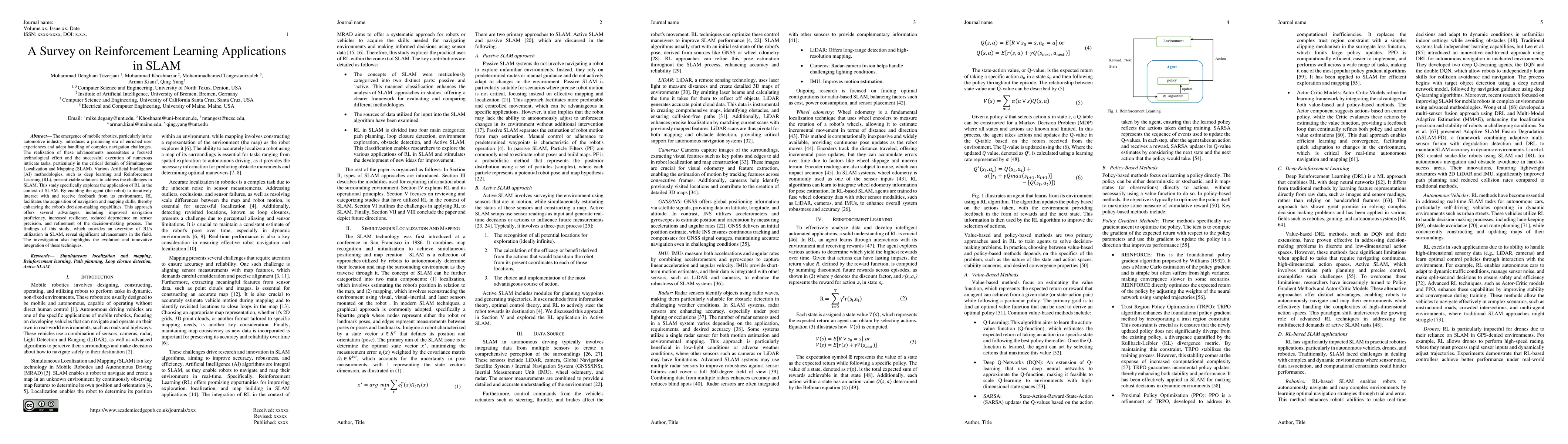 Thumbnail for A Survey on Reinforcement Learning Applications in SLAM