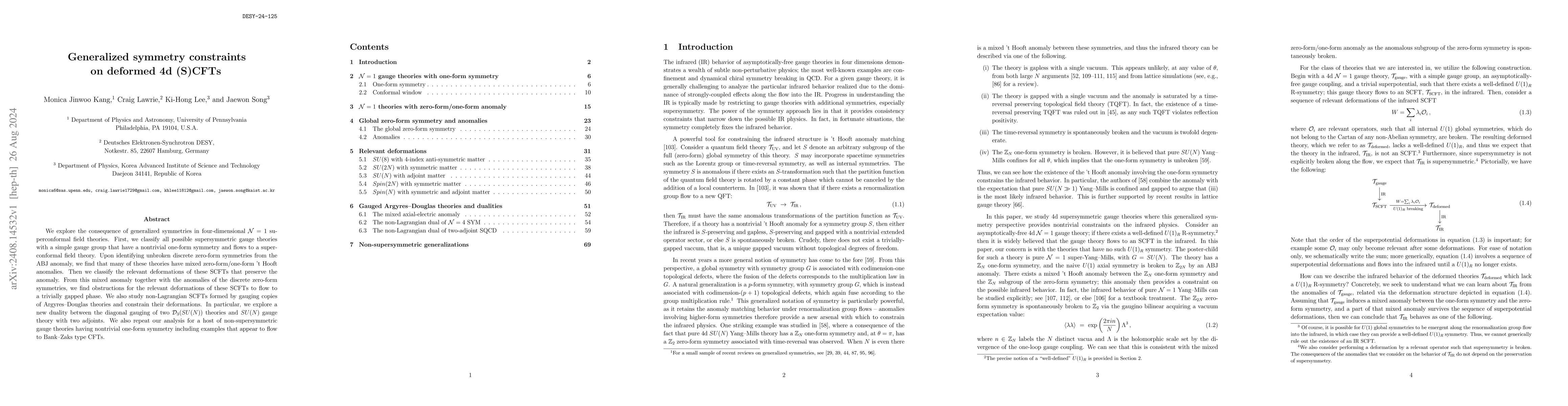 Thumbnail for Generalized symmetry constraints on deformed 4d (S)CFTs
