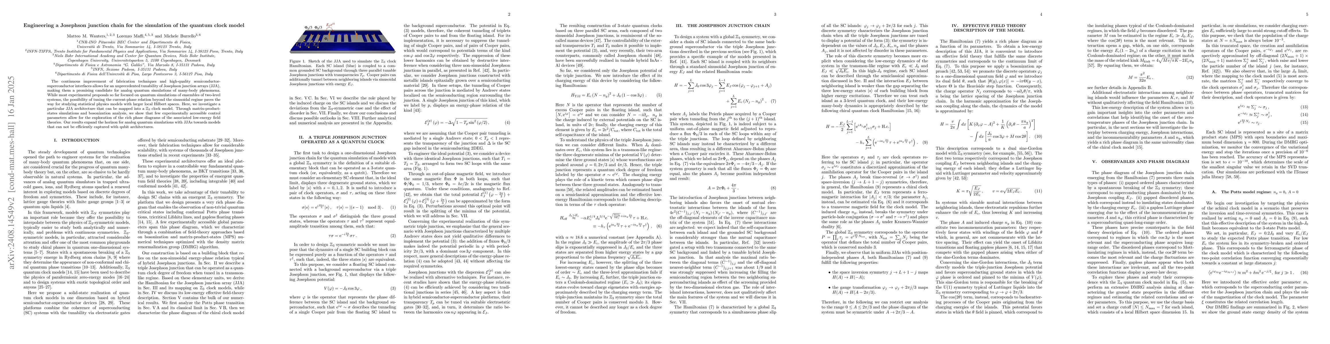 Thumbnail for Engineering a Josephson junction chain for the simulation of the clock
  model