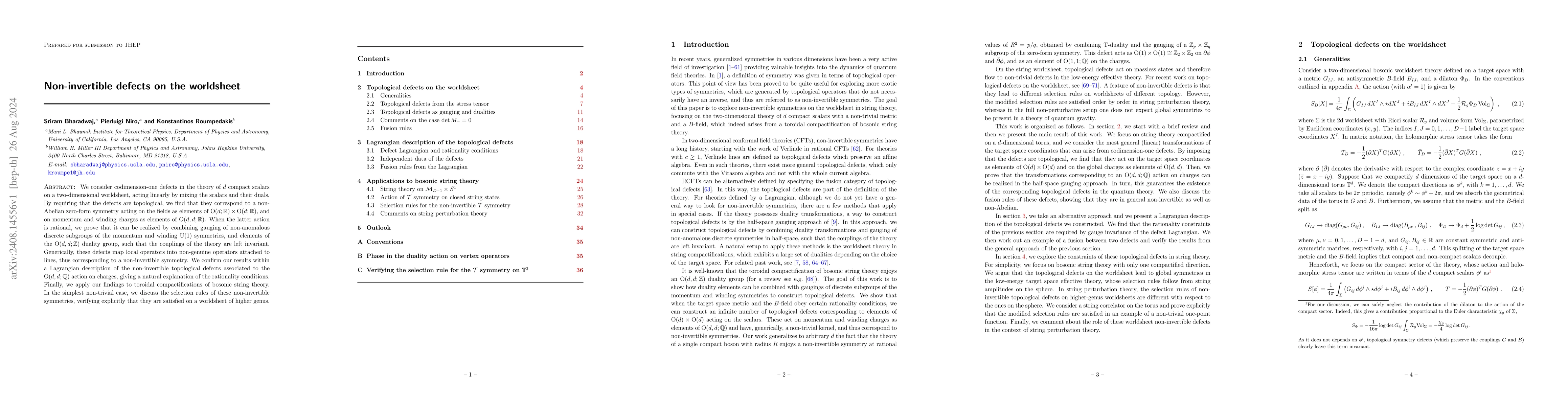 Thumbnail for Non-invertible defects on the worldsheet