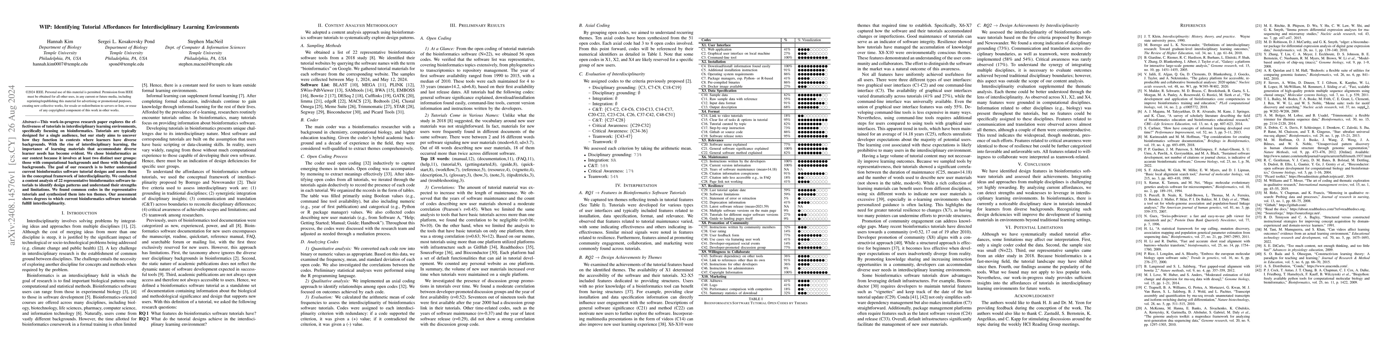 Thumbnail for WIP: Identifying Tutorial Affordances for Interdisciplinary Learning
  Environments
