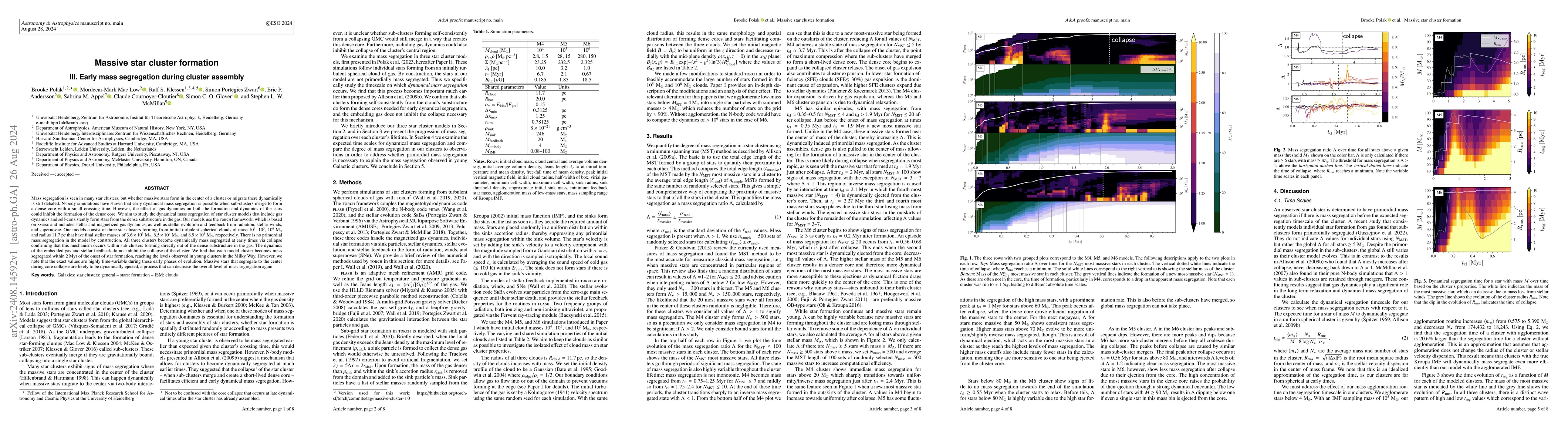 Thumbnail for Massive star cluster formation III. Early mass segregation during
  cluster assembly
