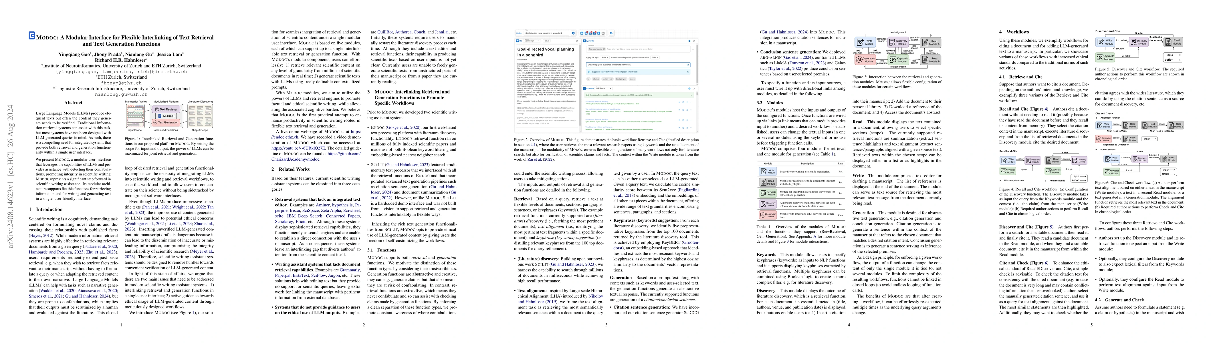 Thumbnail for MODOC: A Modular Interface for Flexible Interlinking of Text Retrieval
  and Text Generation Functions