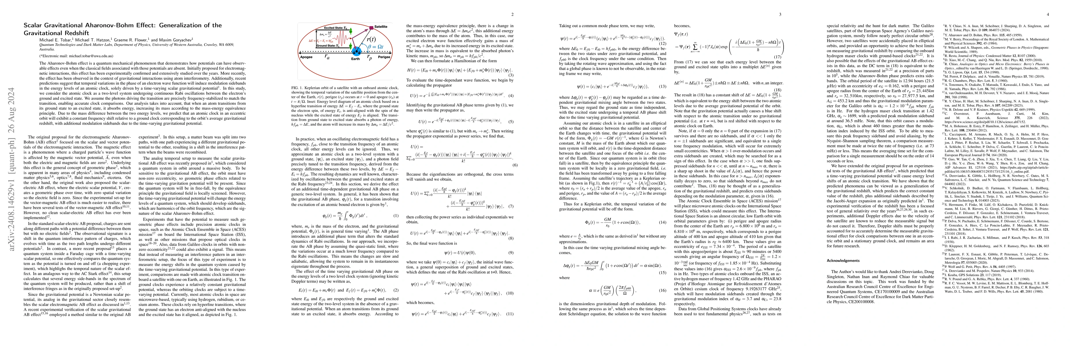Thumbnail for Scalar Gravitational Aharonov-Bohm Effect: Generalization of the
  Gravitational Redshift
