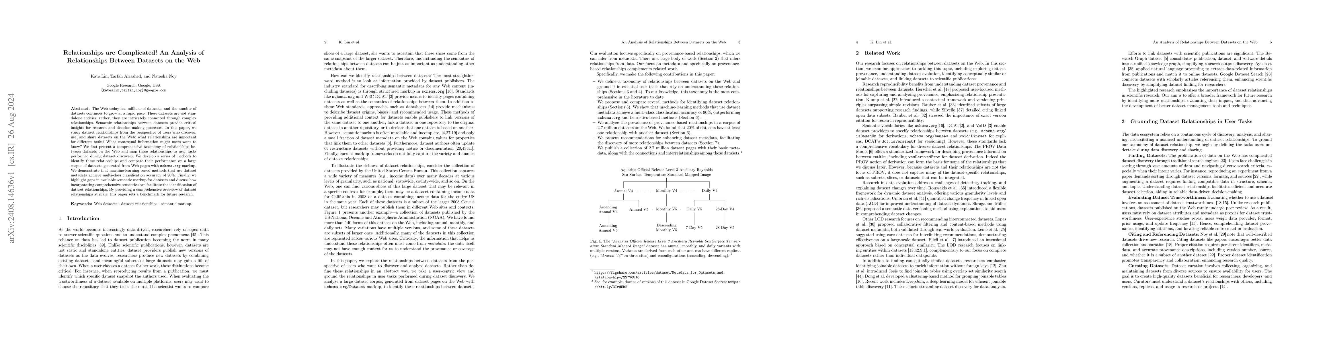 Thumbnail for Relationships are Complicated! An Analysis of Relationships Between
  Datasets on the Web