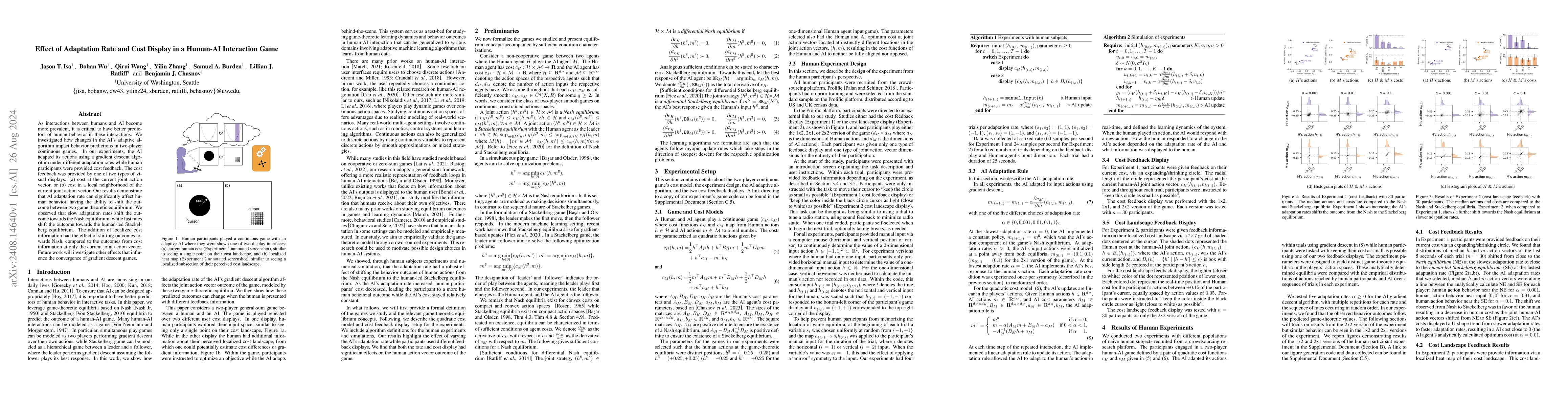 Thumbnail for Effect of Adaptation Rate and Cost Display in a Human-AI Interaction
  Game