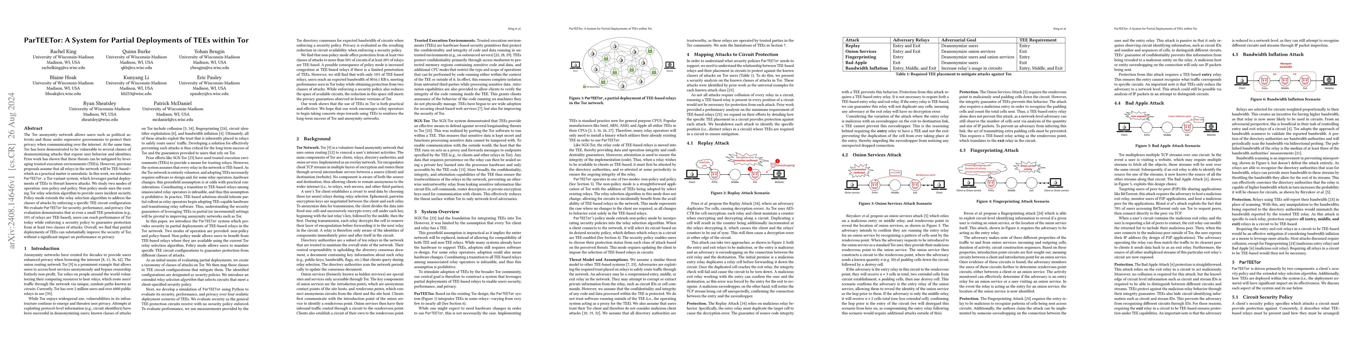 Thumbnail for ParTEETor: A System for Partial Deployments of TEEs within Tor