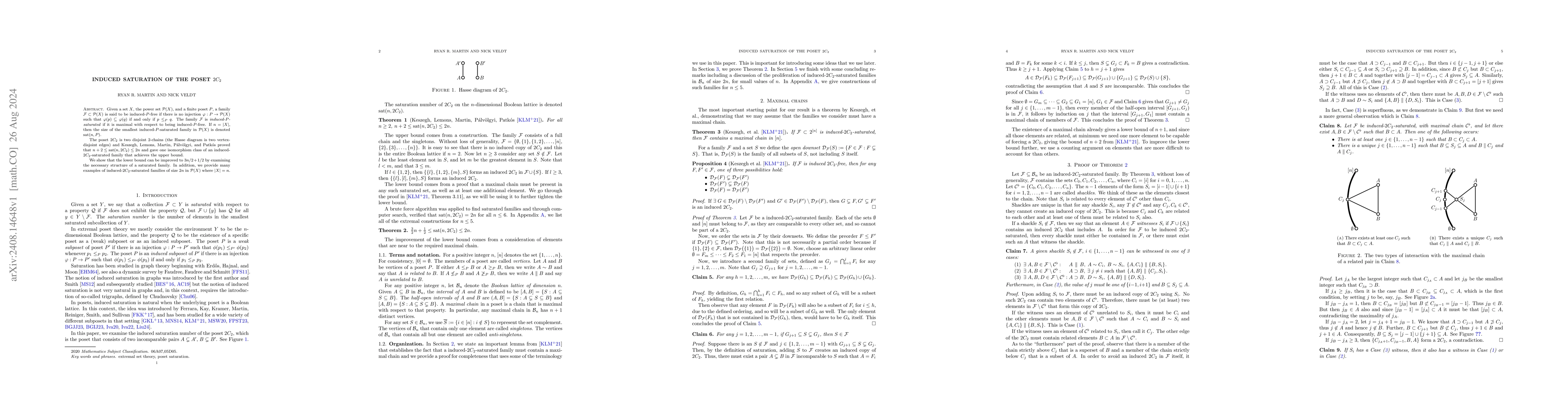 Thumbnail for Induced Saturation of the Poset 2C_2