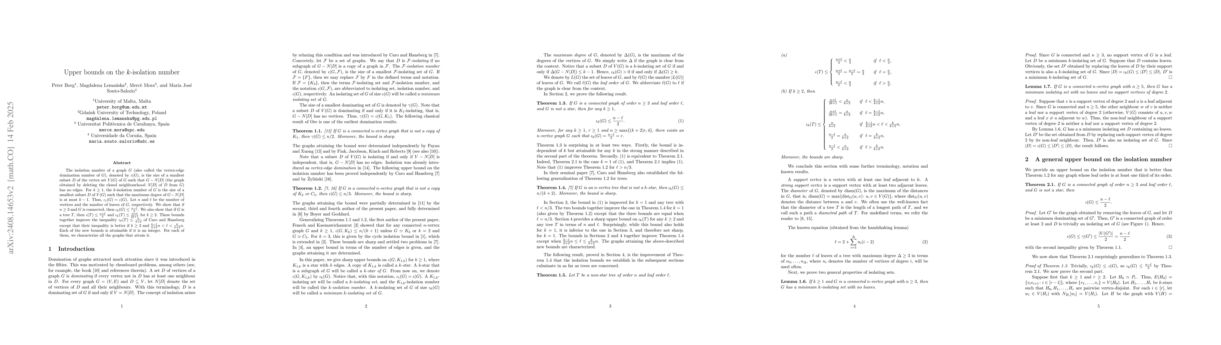 Thumbnail for Upper bounds on isolation parameters