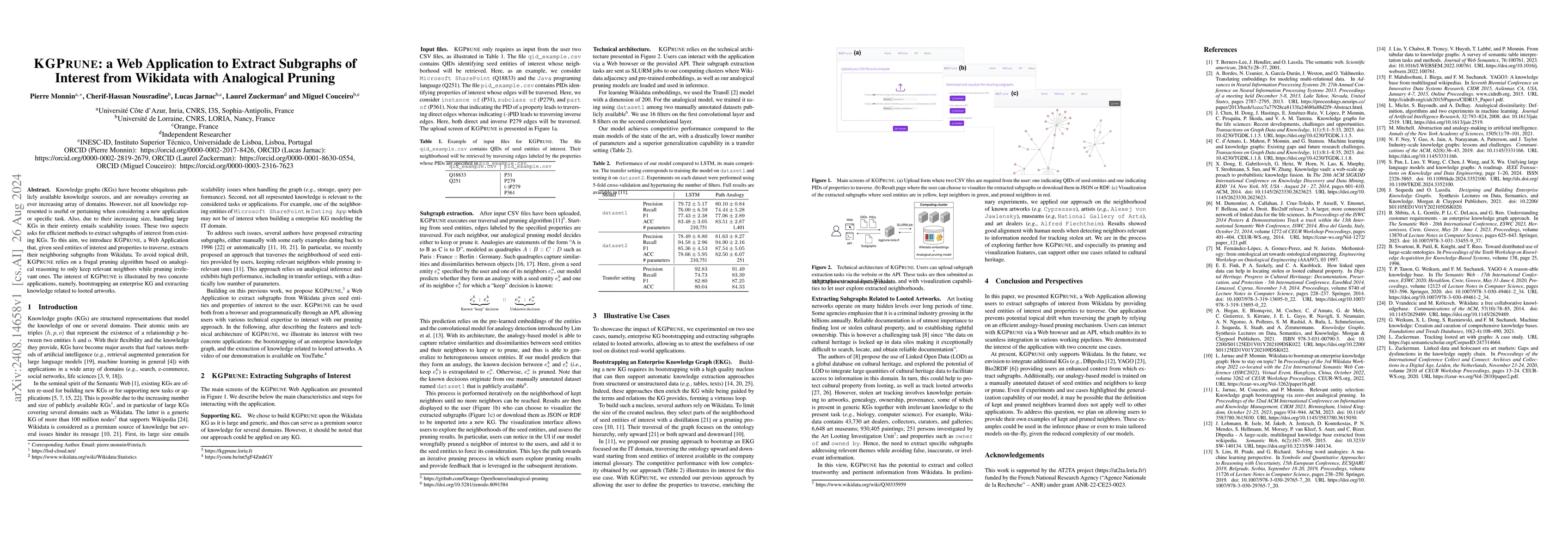 Thumbnail for KGPrune: a Web Application to Extract Subgraphs of Interest from
  Wikidata with Analogical Pruning