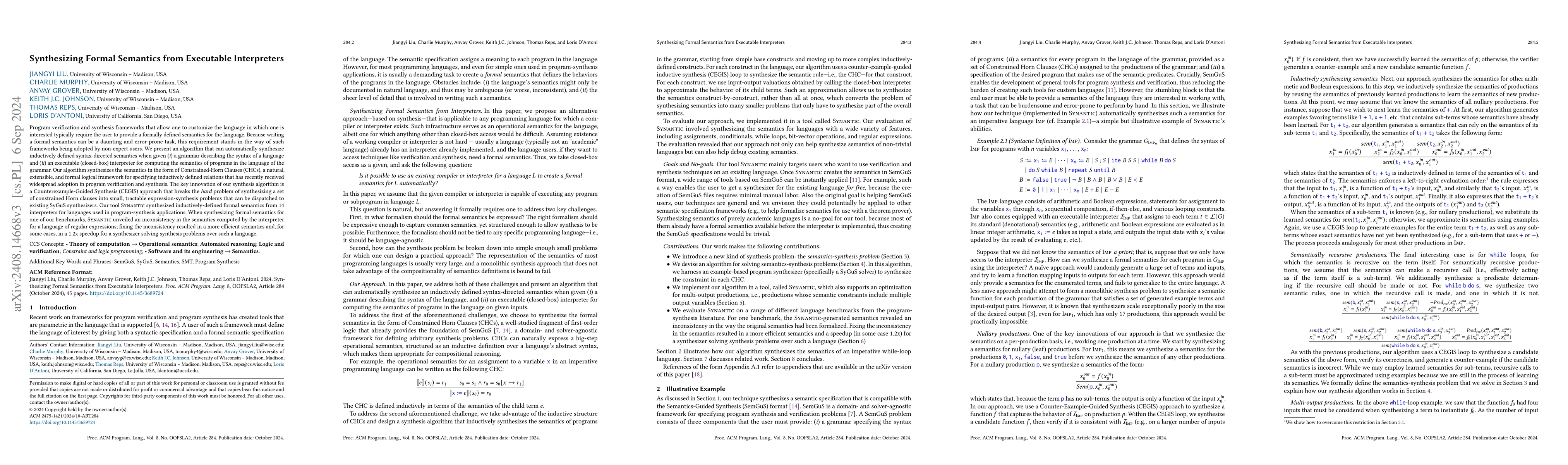 Thumbnail for Synthesizing Formal Semantics from Executable Interpreters
