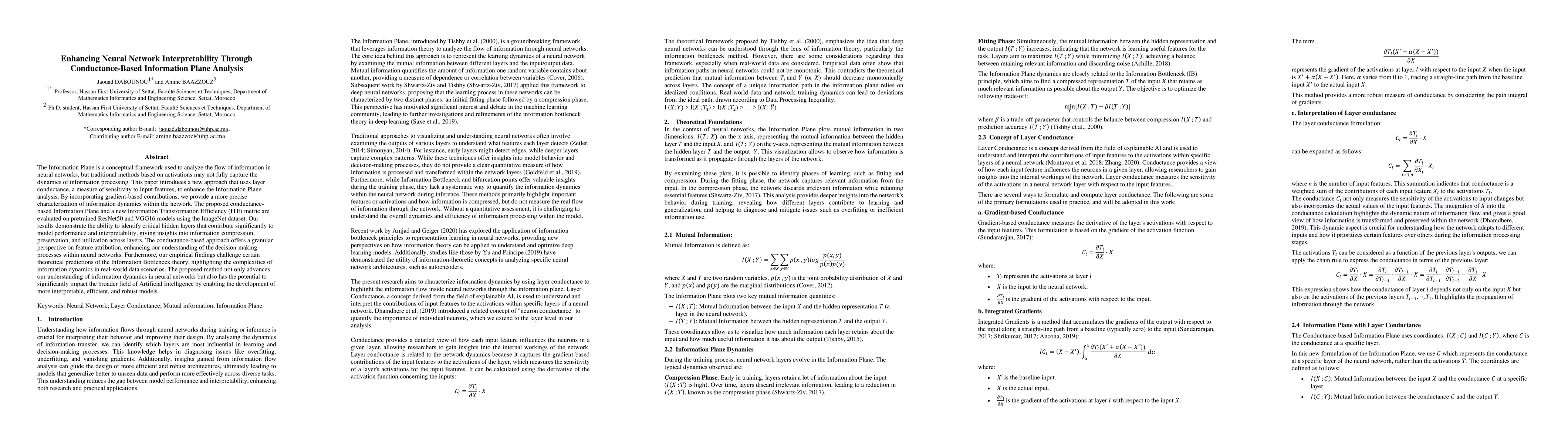 Thumbnail for Enhancing Neural Network Interpretability Through Conductance-Based
  Information Plane Analysis