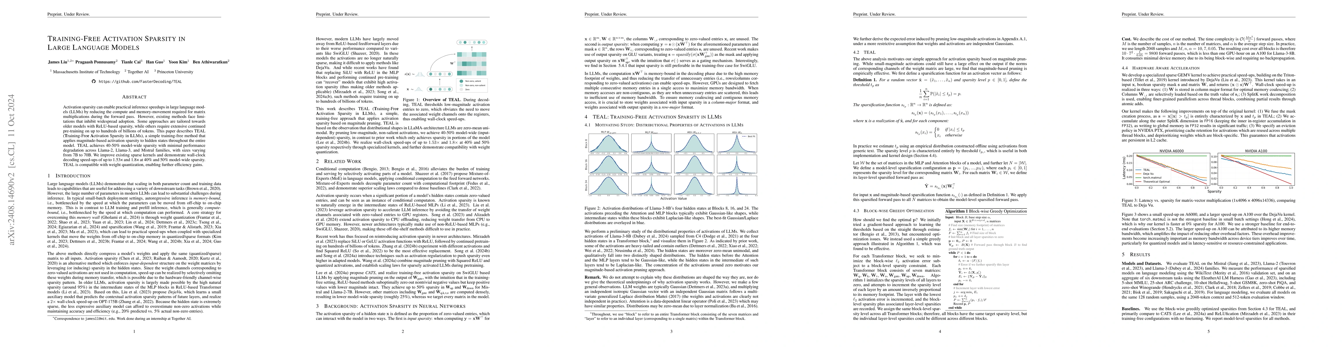 Thumbnail for Training-Free Activation Sparsity in Large Language Models