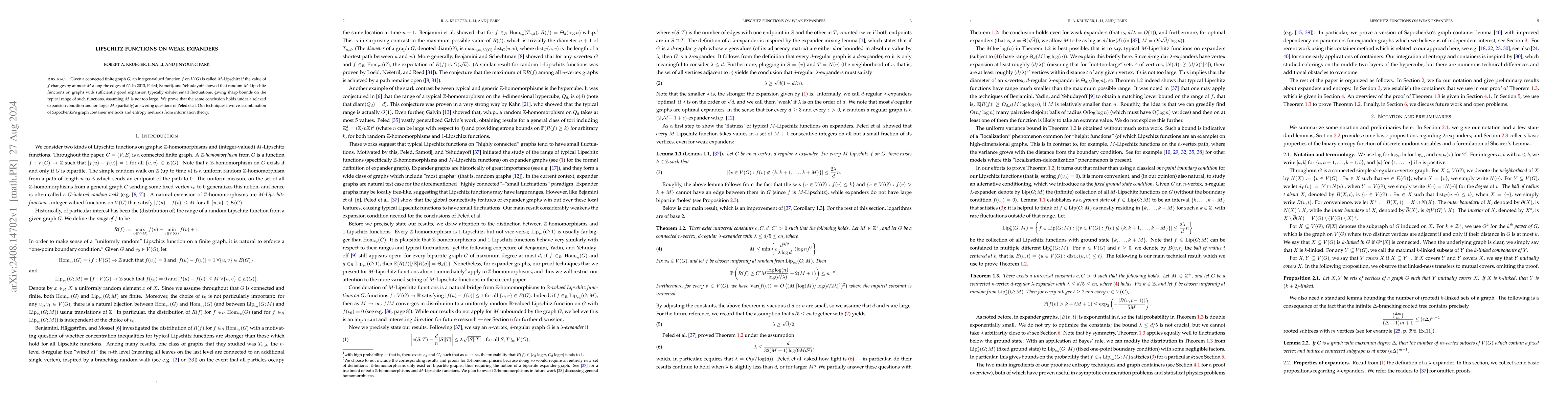 Thumbnail for Lipschitz functions on weak expanders