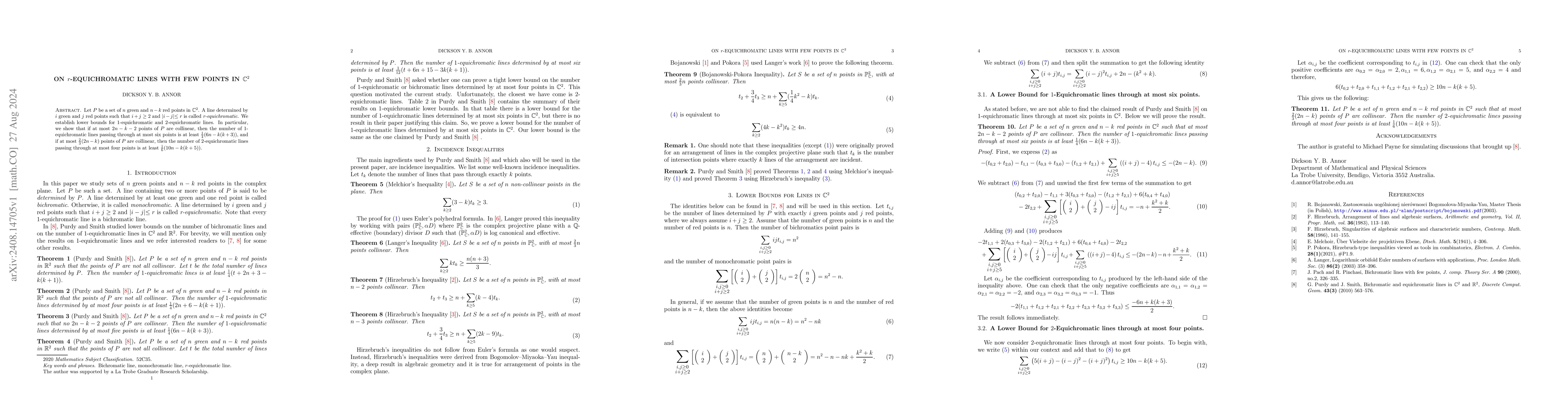 Thumbnail for On $r$-Equichromatic Lines with few points in $\mathbb{C}^2$