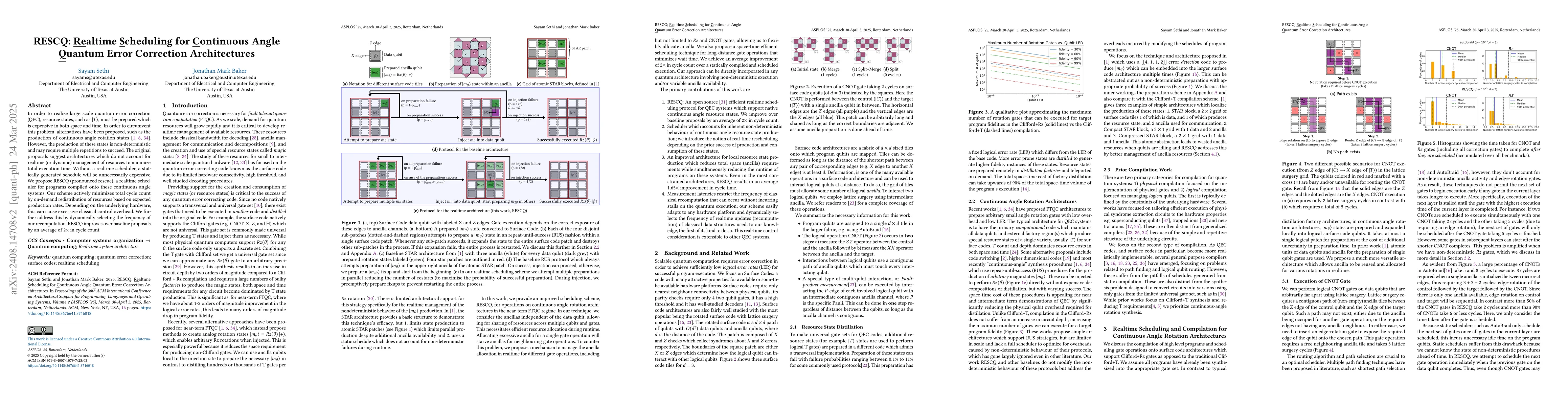 Thumbnail for RESCQ: Realtime Scheduling for Continuous Angle Quantum Error Correction
  Architectures