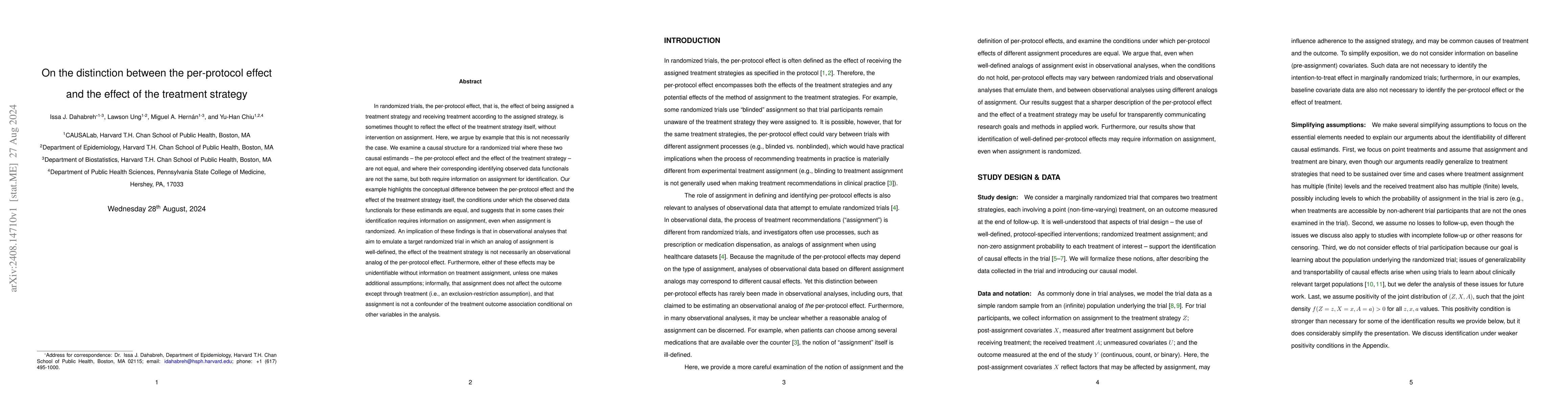 Thumbnail for On the distinction between the per-protocol effect and the effect of the
  treatment strategy