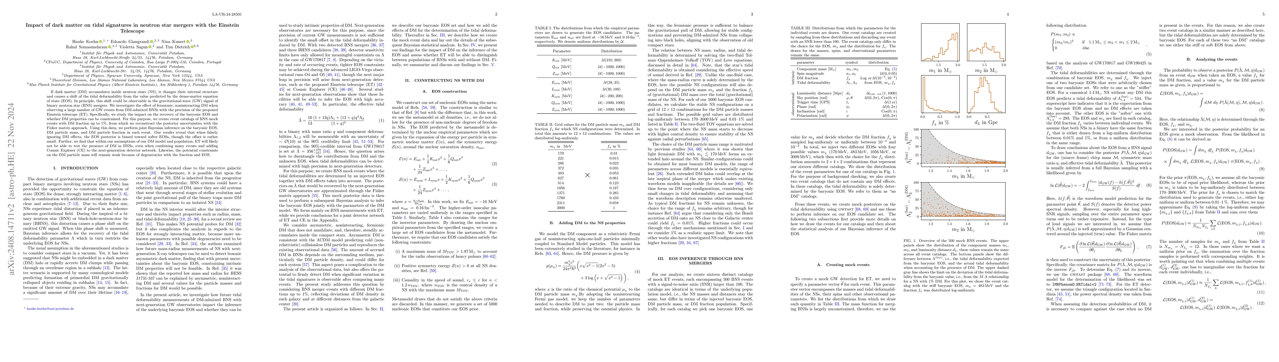 Thumbnail for The impact of dark matter on tidal signatures in neutron star mergers
  with Einstein Telescope